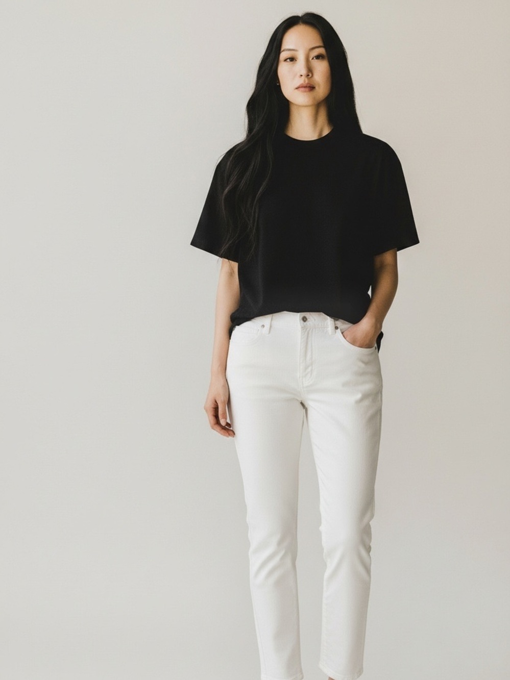 Eileen Fisher Classic White Women’s Jeans Slim Leg NWT Large